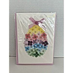 PAPYRUS Unique Greeting Card 3D Floral Spring‎ Easter Egg Bow Purple Envelope